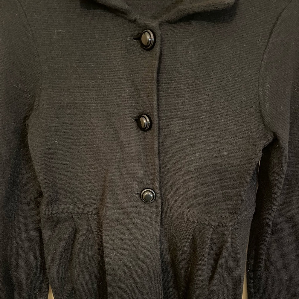 J. Crew Black 100% Wool Collared Button Sweater S… - image 4